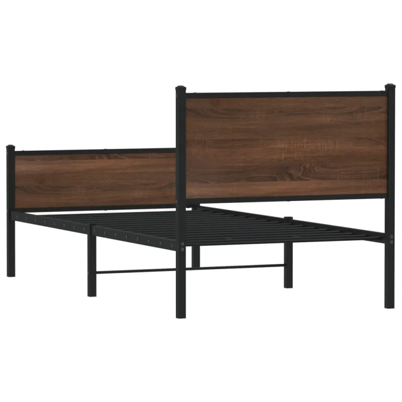 Metalinis lovos rėmas be čiužinio Rudas ąžuolas 75x190 cm