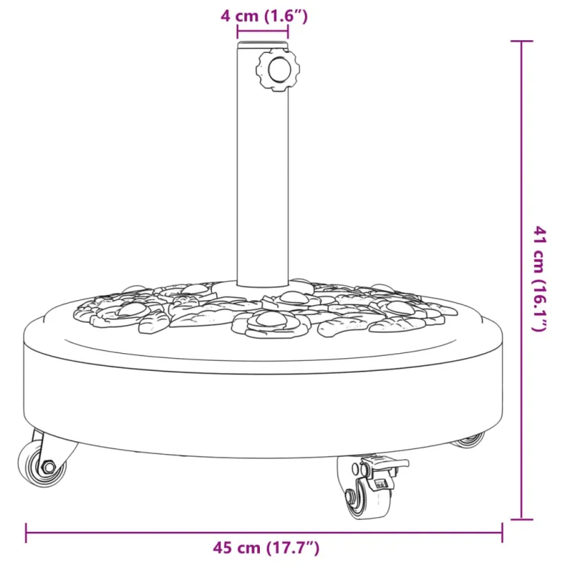 Skėčio nuo saulės pagrindas su ratukais 38/48mm stulpams, 27kg