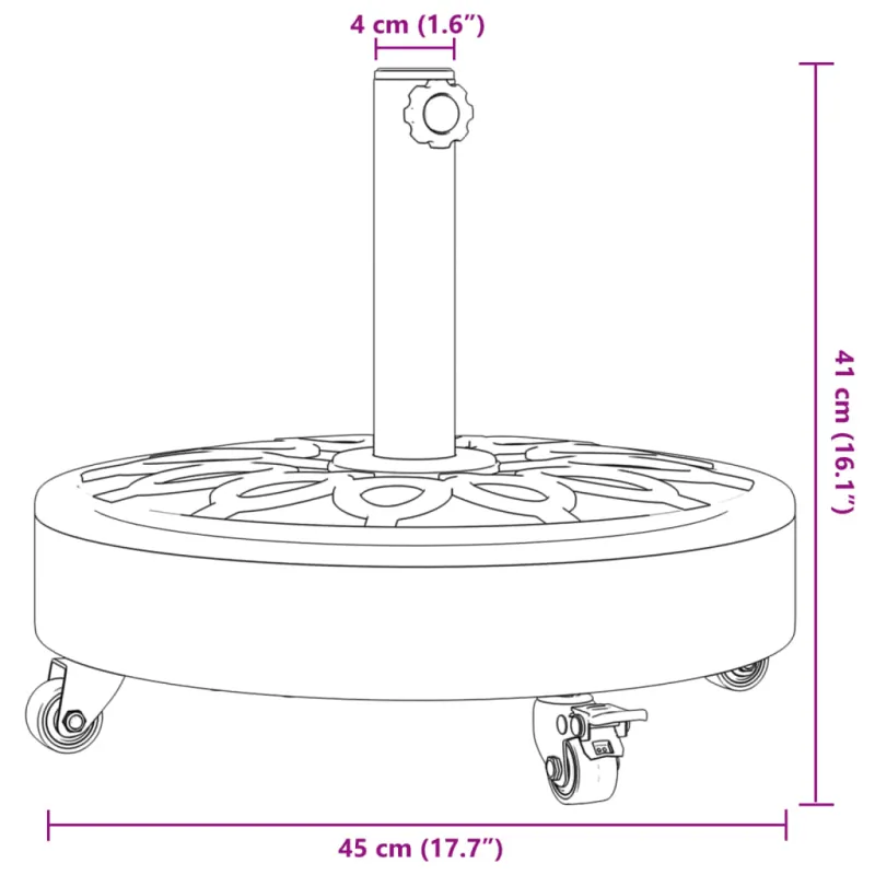 Skėčio nuo saulės pagrindas su ratukais 38/48mm stulpams, 27kg
