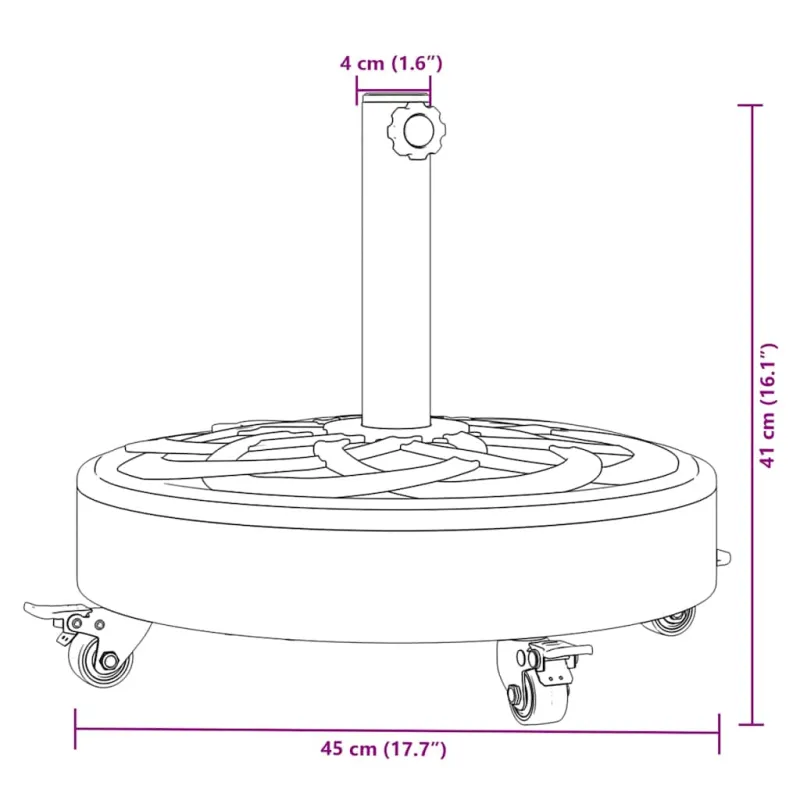Skėčio nuo saulės pagrindas su ratukais 38/48mm stulpams, 27kg