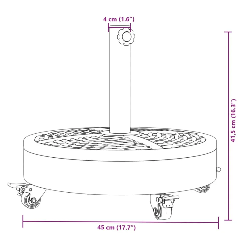 Skėčio nuo saulės pagrindas su ratukais 38/48mm stulpams, 27kg