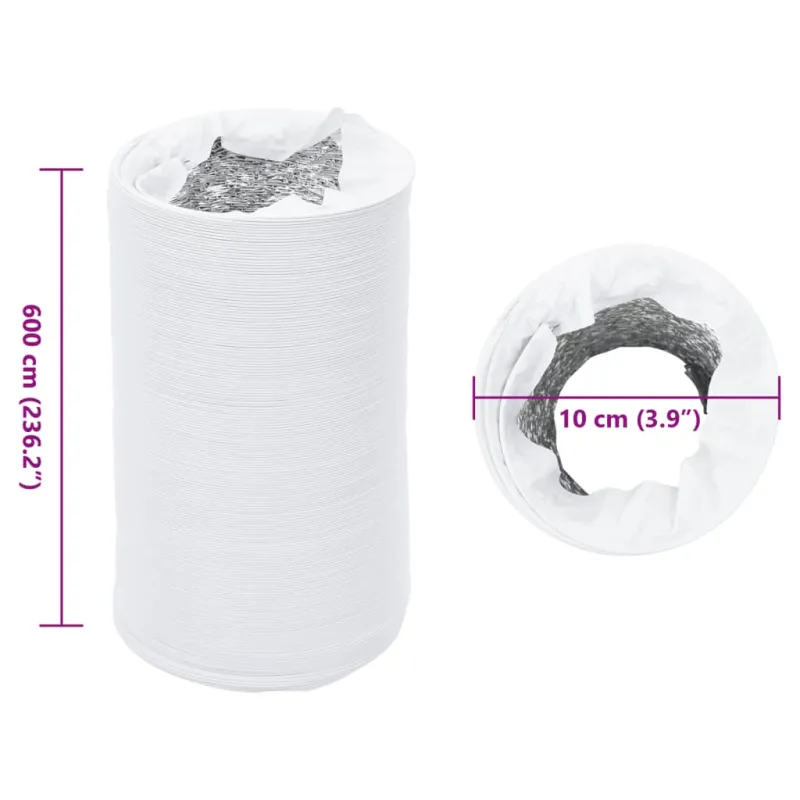 Ortakis, aliuminis ir PVC, 6m, 10cm skersmens, izoliuotas