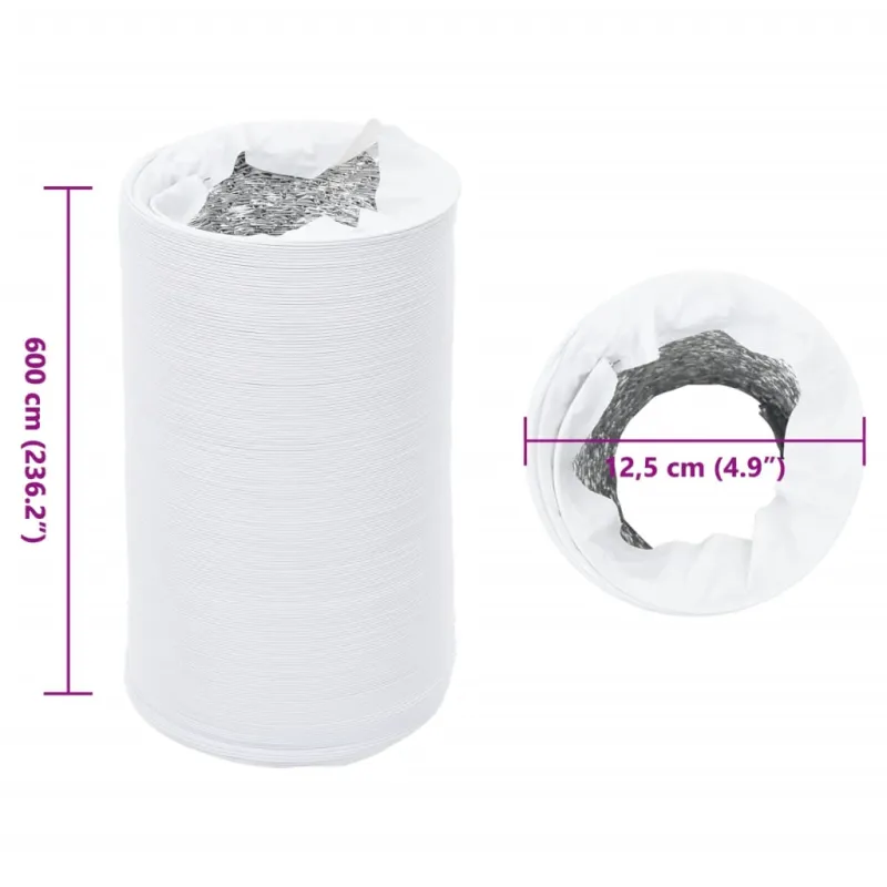 Ortakis, aliuminis ir PVC, 6m, 12,5cm skersmens, izoliuotas