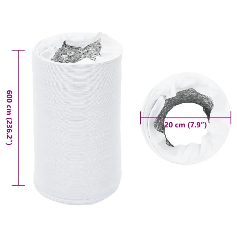 Ortakis, aliuminis ir PVC, 6m, 20cm skersmens, izoliuotas