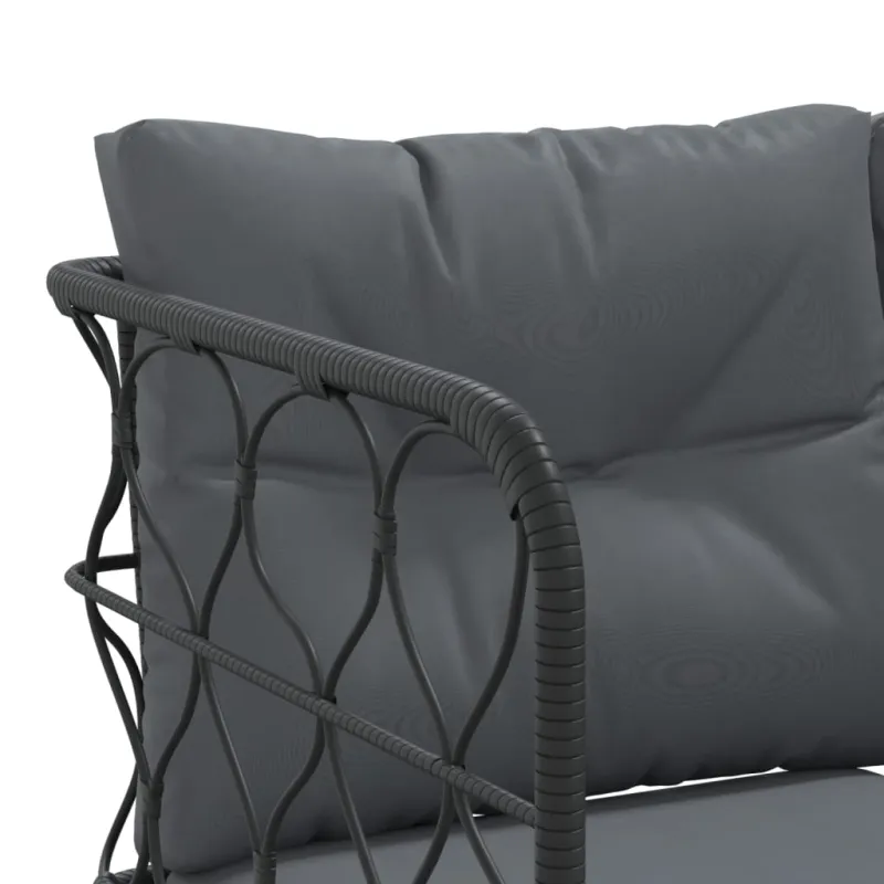 Sodo sofa su pagalvėlėmis, juoda, plienas/tekstilenas