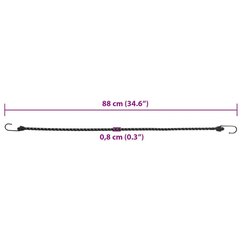 Bungee virvelės su juostelėmis ir kabliukais, 50vnt., 88cm