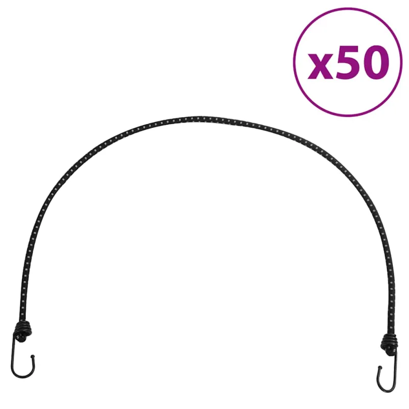 Bungee virvelės su juostelėmis ir kabliukais, 50vnt., 100cm