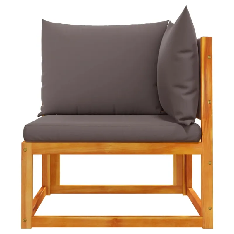 Sodo kampinė sofa su pagalvėlėmis, akacijos mediena ir virvė
