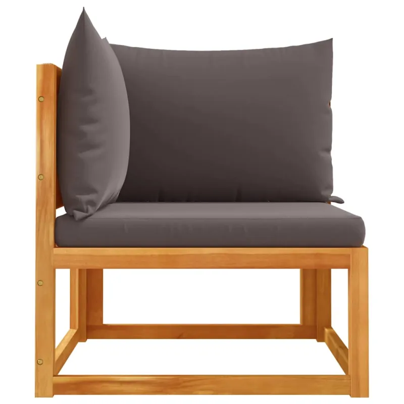 Sodo kampinė sofa su pagalvėlėmis, akacijos mediena ir virvė