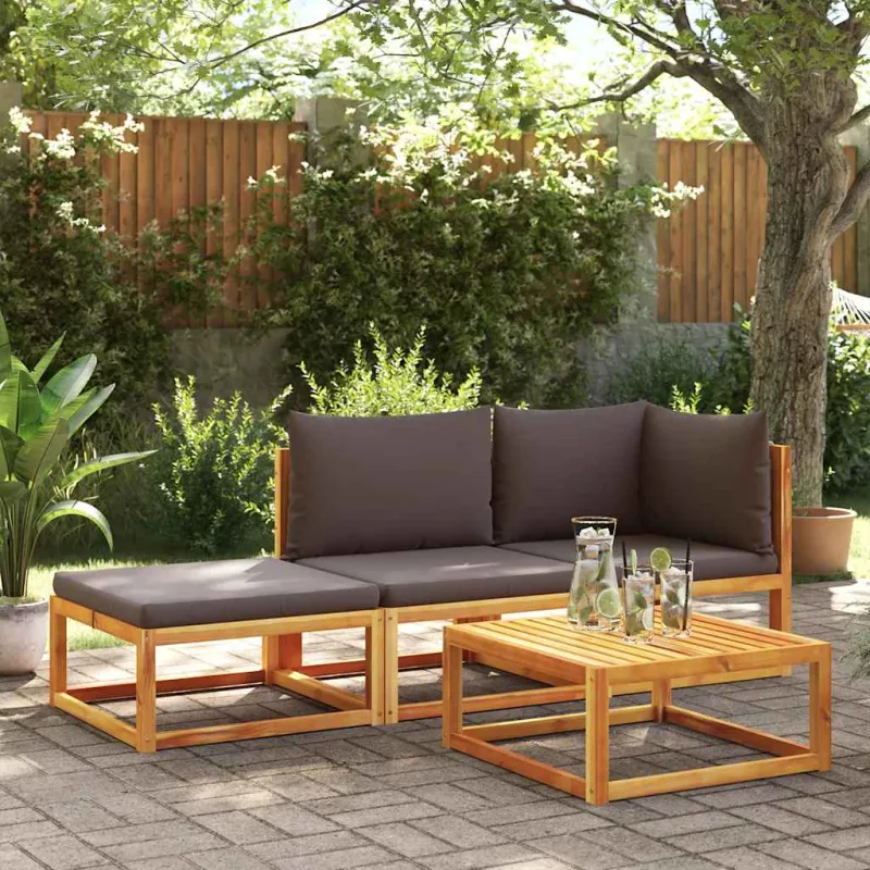 Dvivietė sodo sofa su pagalvėlėmis, akacijos mediena ir virvė