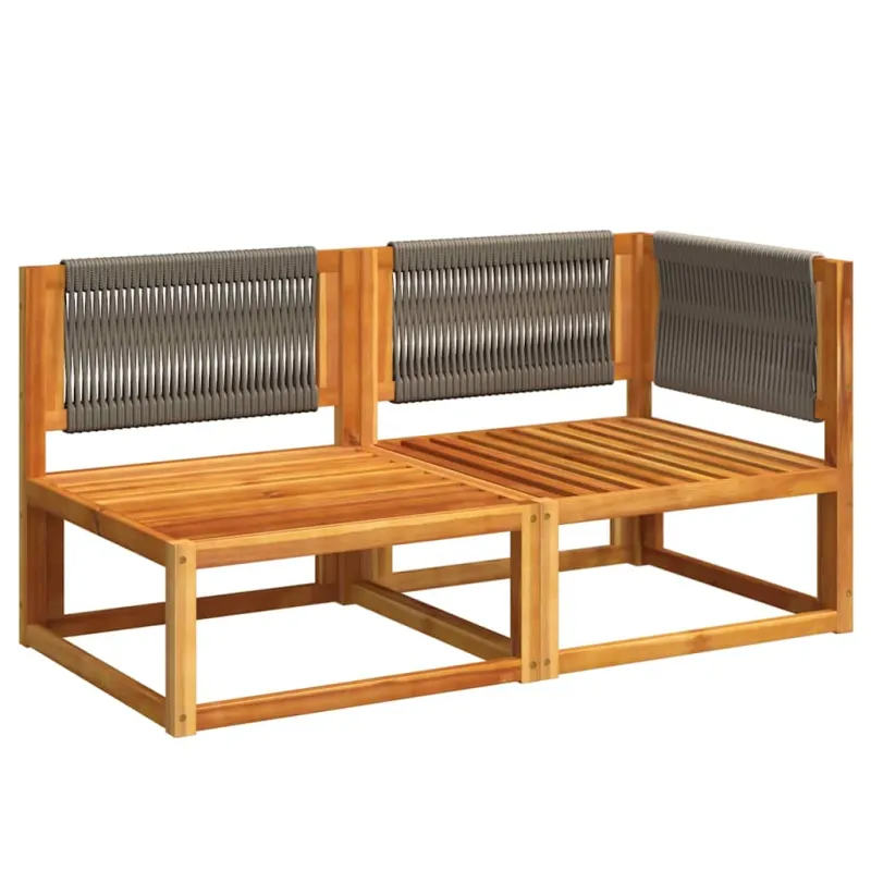 Dvivietė sodo sofa su pagalvėlėmis, akacijos mediena ir virvė