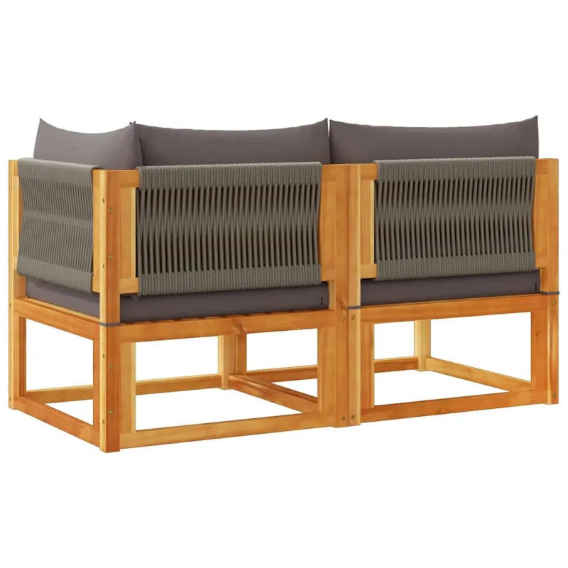 Dvivietė sodo sofa su pagalvėlėmis, akacijos mediena ir virvė