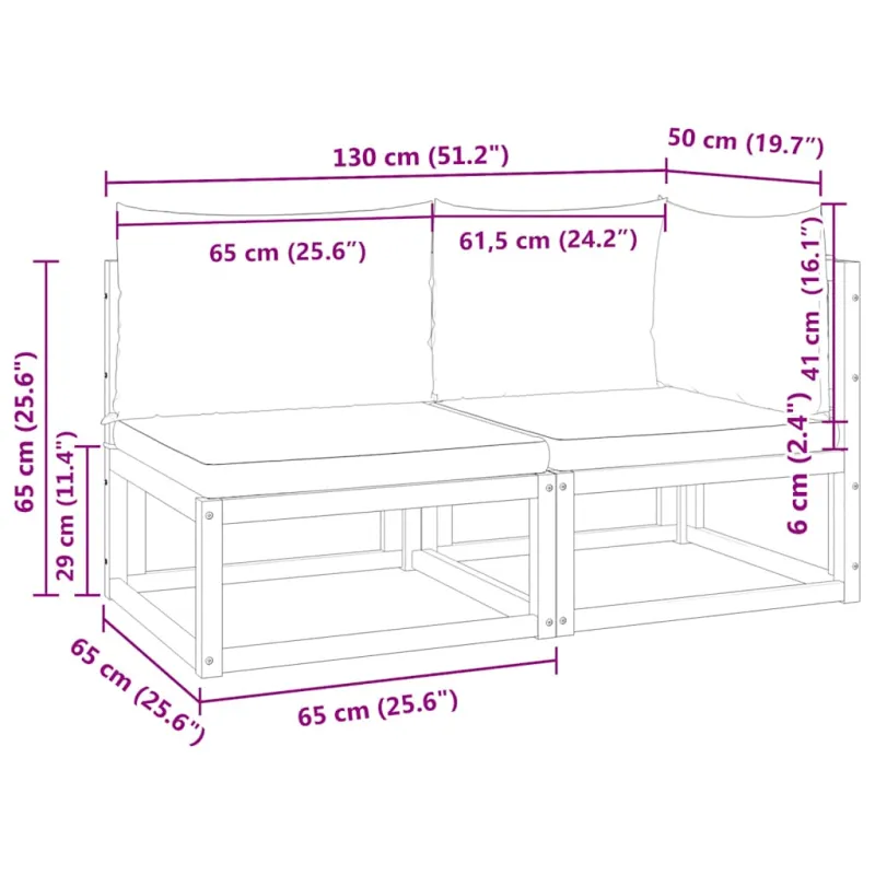 Dvivietė sodo sofa su pagalvėlėmis, akacijos mediena ir virvė