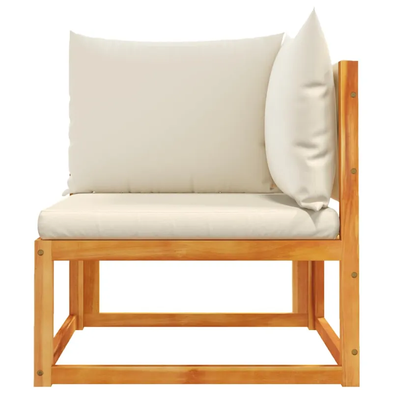 Sodo kampinė sofa su pagalvėlėmis, akacijos mediena ir virvė