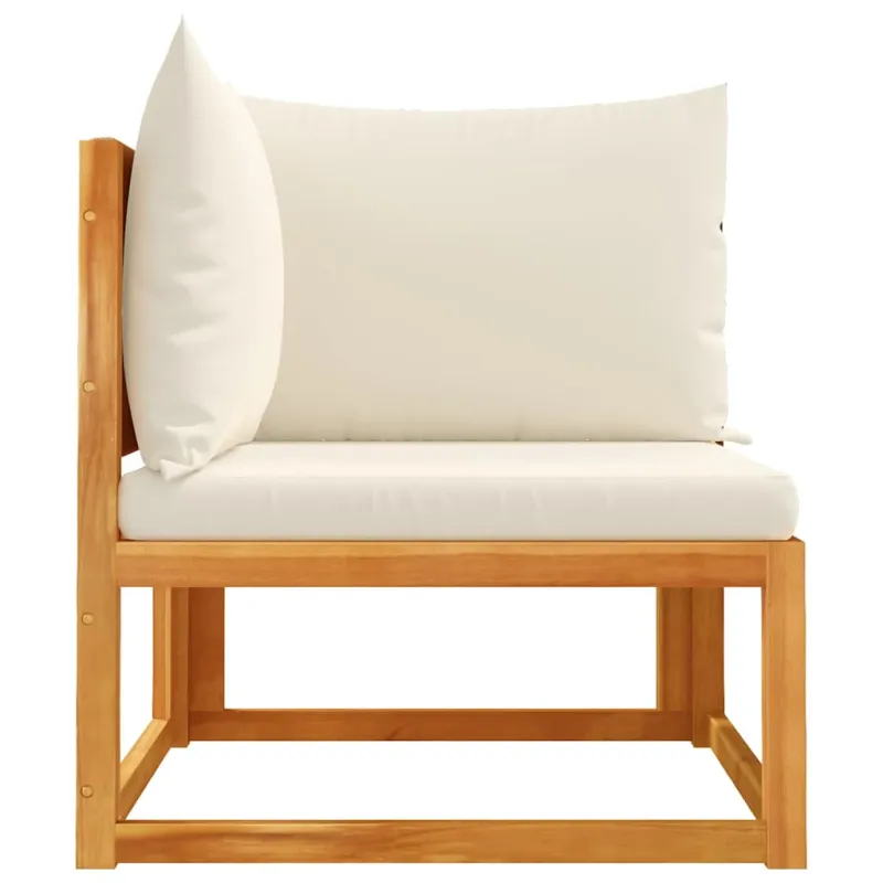 Sodo kampinė sofa su pagalvėlėmis, akacijos mediena ir virvė