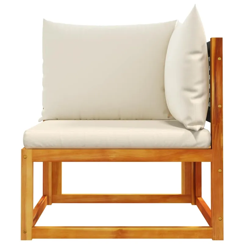 Sodo kampinė sofa su pagalvėlėmis, akacijos mediena ir rotangas