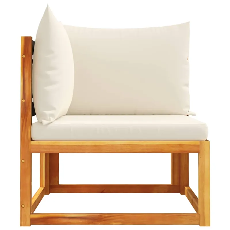 Sodo kampinė sofa su pagalvėlėmis, akacijos mediena ir rotangas