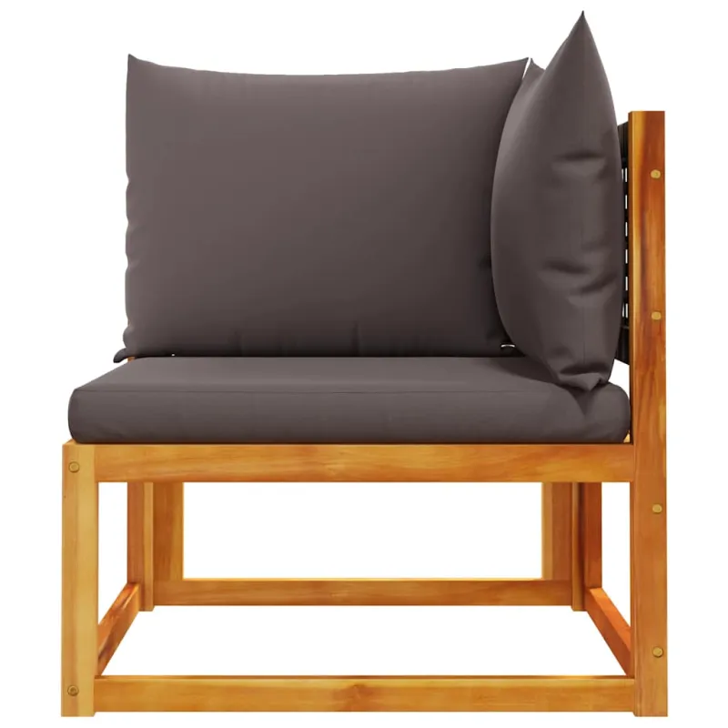 Sodo kampinė sofa su pagalvėlėmis, akacijos mediena ir rotangas