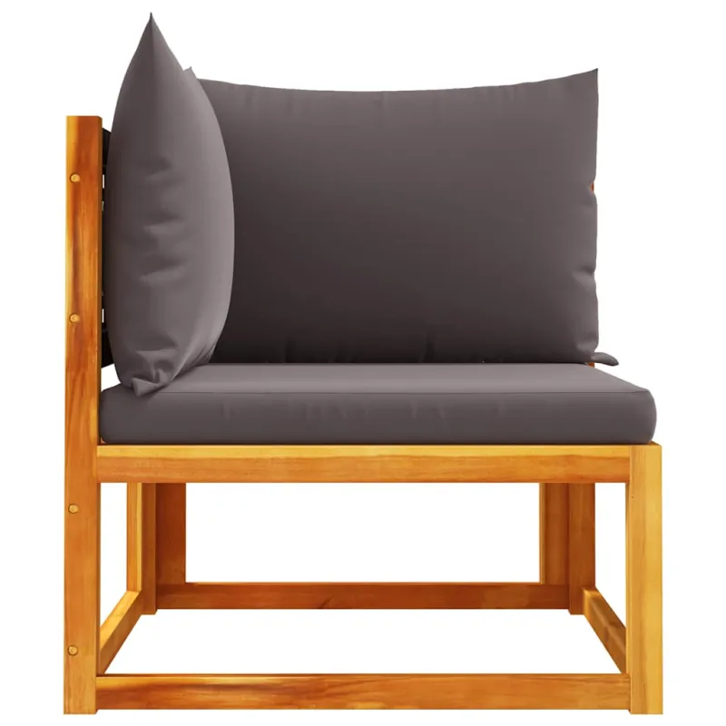 Sodo kampinė sofa su pagalvėlėmis, akacijos mediena ir rotangas