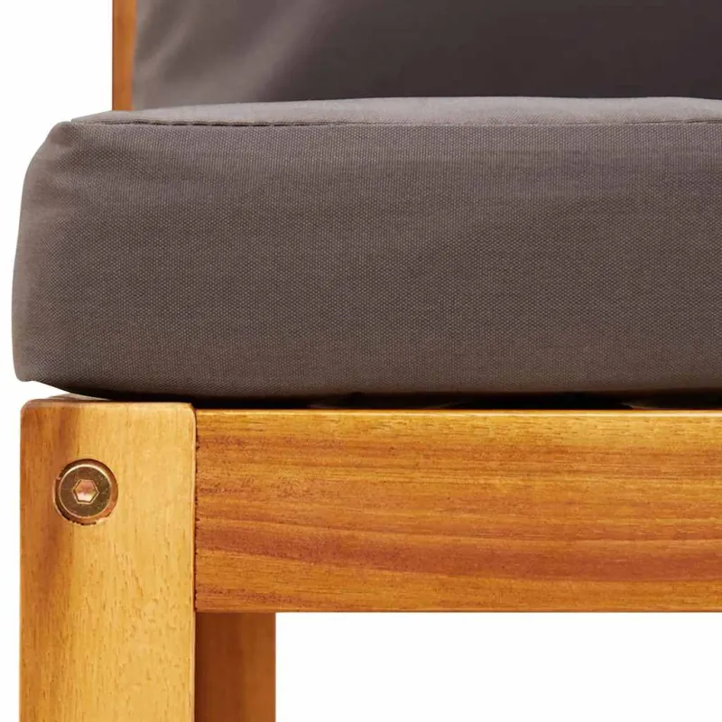 Sodo kampinė sofa su pagalvėlėmis, akacijos mediena ir rotangas