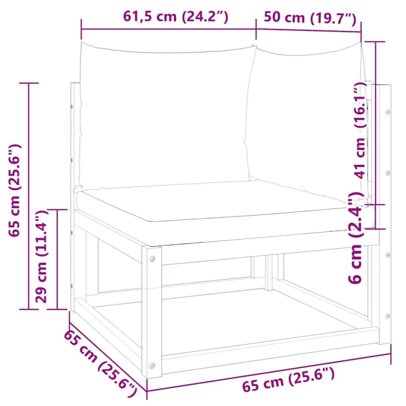 Sodo kampinė sofa su pagalvėlėmis, akacijos mediena ir rotangas