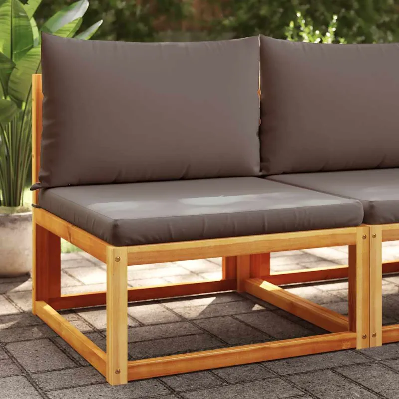 Sodo sofa be porankių su pagalvėlėmis, akacijos mediena ir rotangas