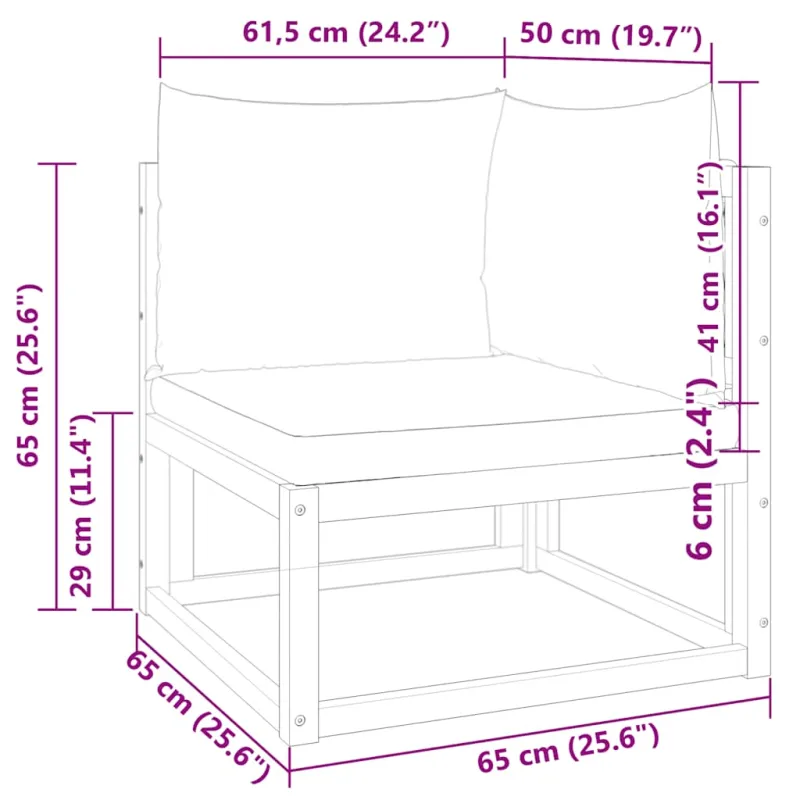 Sodo kampinė sofa su pagalvėlėmis, akacijos mediena ir rotangas