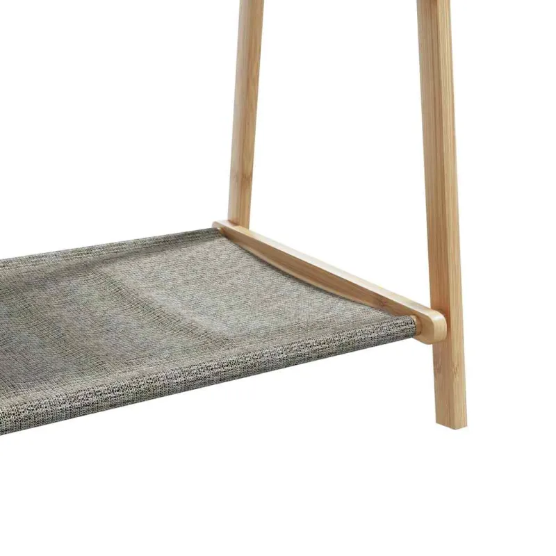 Drabužių kabykla su lentynomis, 132x45,5x150,5cm, bambukas