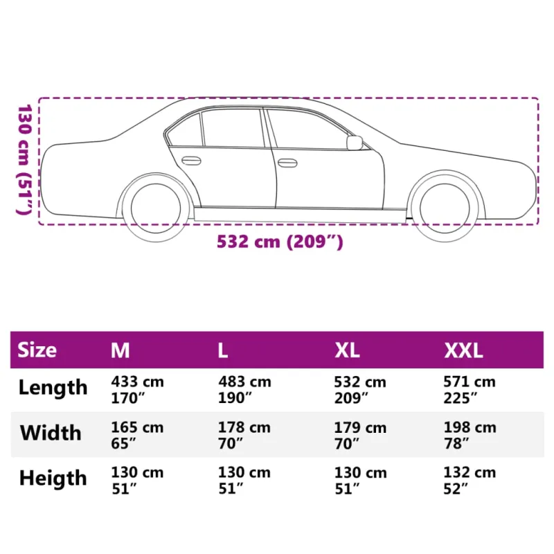 Automobilio uždangalas sedanams, sidabrinis, XL dydžio, pilnas
