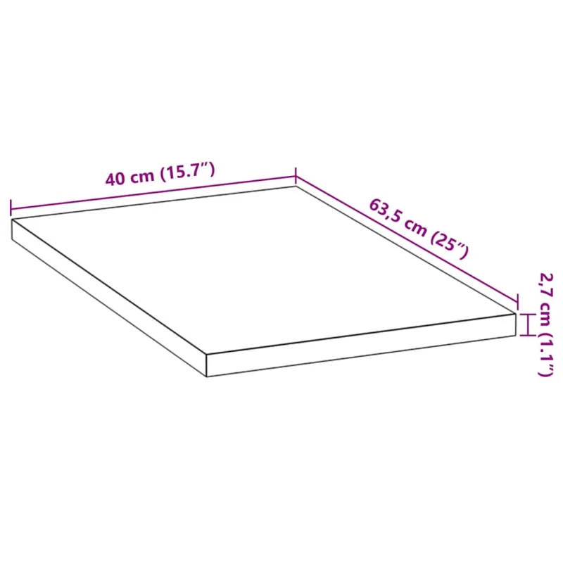 virtuvės stalviršis 40x63,5x2,7 cm ąžuolo masyvo stačiakampis