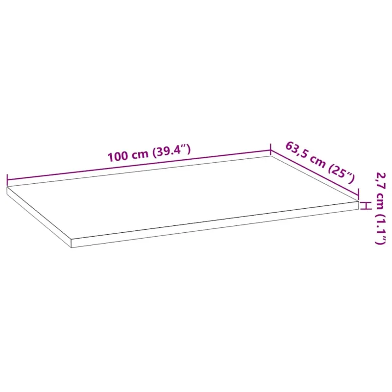 virtuvės stalviršis 100x63,5x2,7 cm ąžuolo masyvo stačiakampis