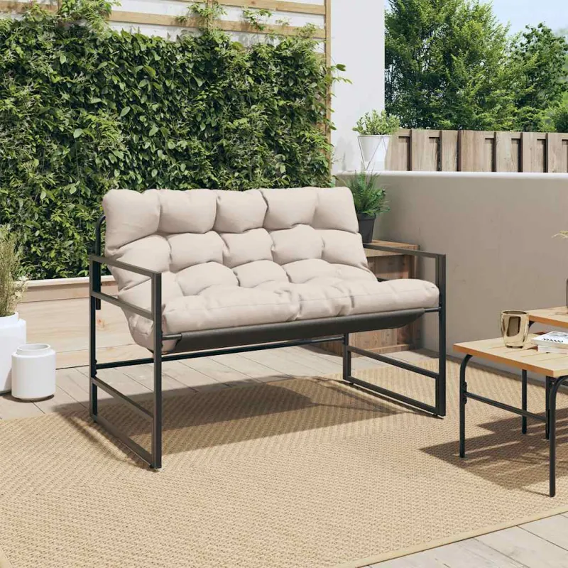 Sodo suoliukas su pagalvėle, taupe spalvos, 113cm, plienas