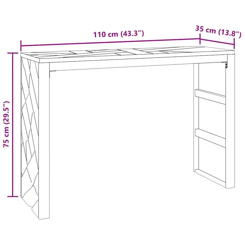 konsolinis stalas 110x35x75 cm medžio masyvo tiko