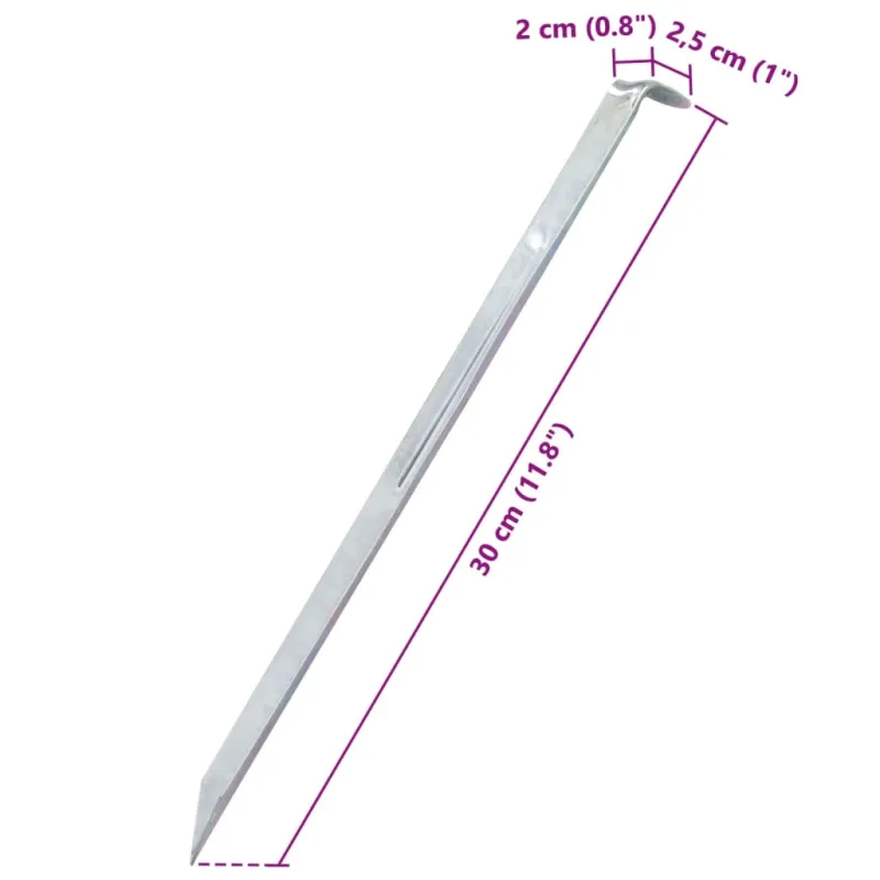 Palapinės kaiščiai, 24vnt., 30cm, skersmuo 20mm, plienas