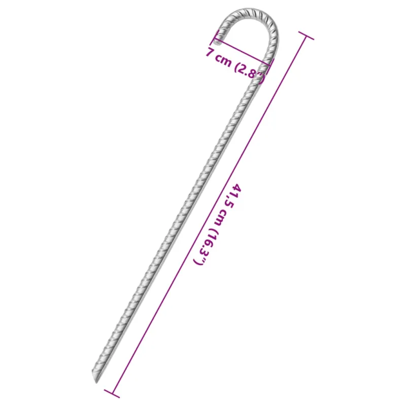 Palapinės kaiščiai, 12vnt., 41,5cm, skersmuo 12mm, plienas
