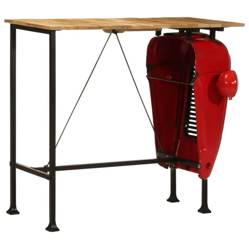 Traktoriaus baro stalas, raudonas/rudas, 55x120x107cm, mango