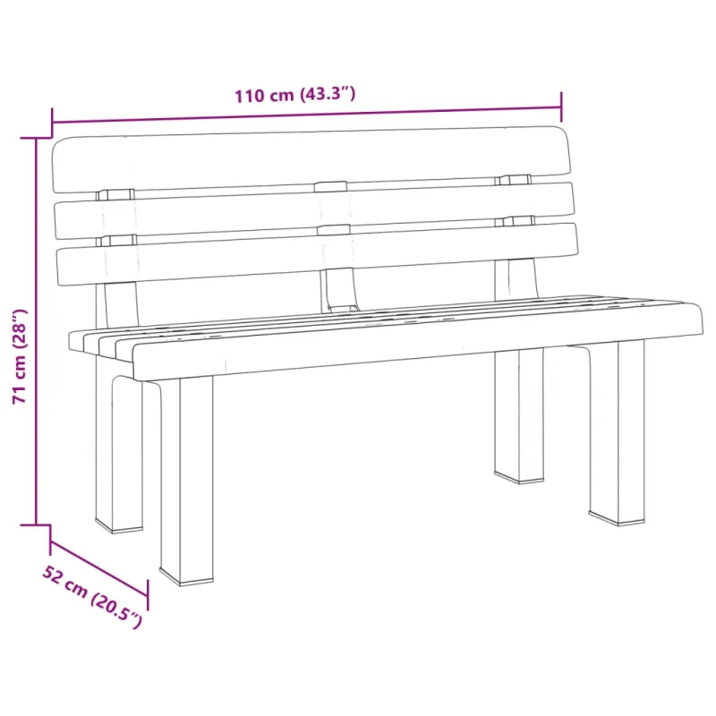 Sodo suoliukas, baltos spalvos, 110x52x71cm, polipropilenas
