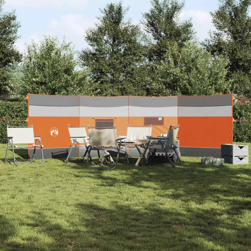Stovyklavimo uždanga nuo vėjo, pilka ir oranžinė, 510x153 cm