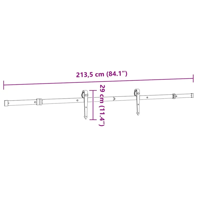 Stumdomų durų įrangos rinkinys, juodos sp., 213,5cm, plienas