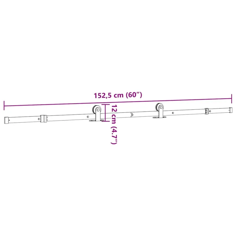 Stumdomų durų įrangos rinkinys, juodos sp., 152,5cm, plienas