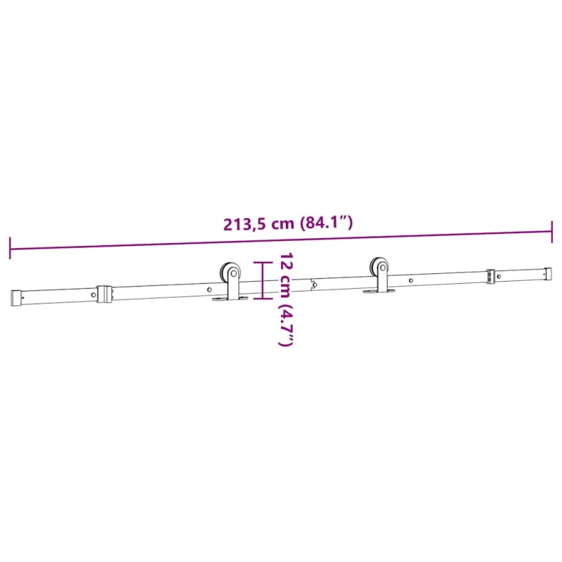 Stumdomų durų įrangos rinkinys, juodos sp., 213,5cm, plienas
