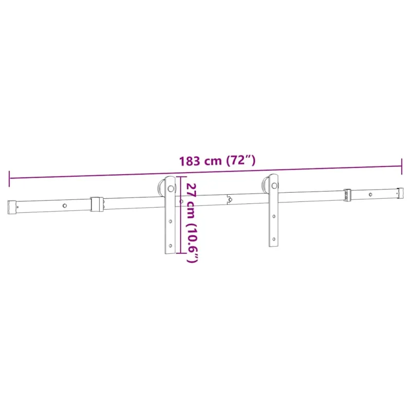 Stumdomų durų įrangos rinkinys, juodos spalvos, 183cm, plienas