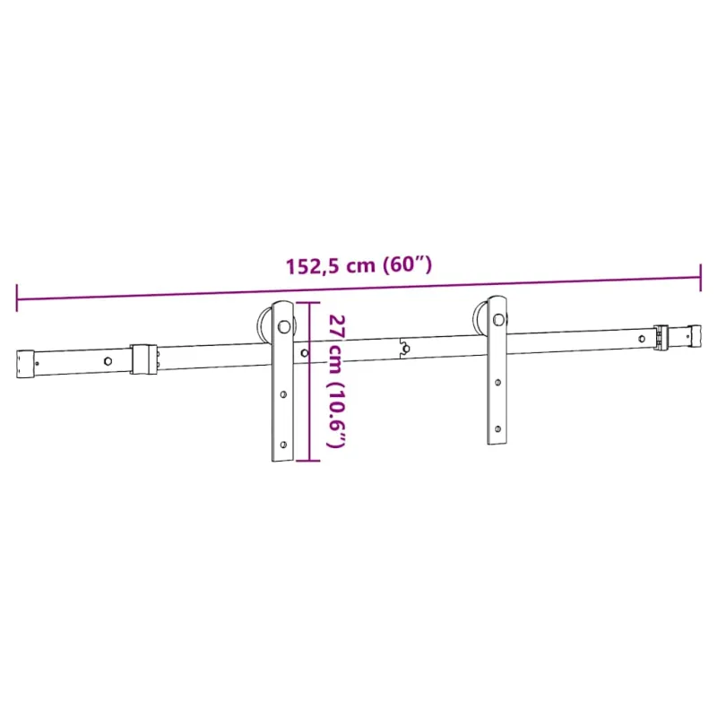 Stumdomų durų įrangos rinkinys, juodos sp., 152cm, plienas