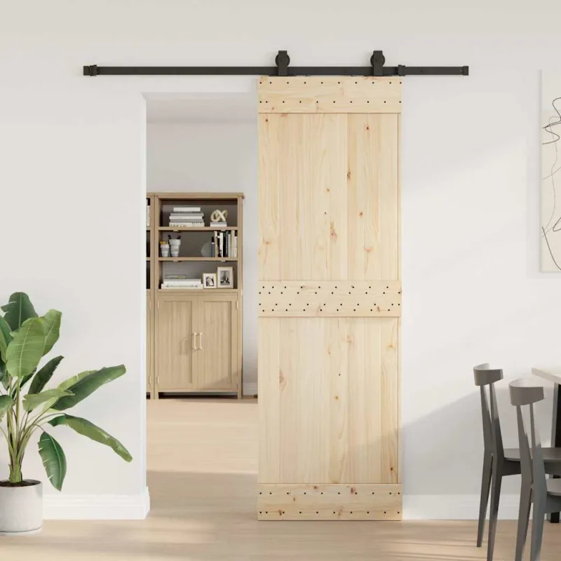 Stumdomų durų įrangos rinkinys, juodos spalvos, 183cm, plienas