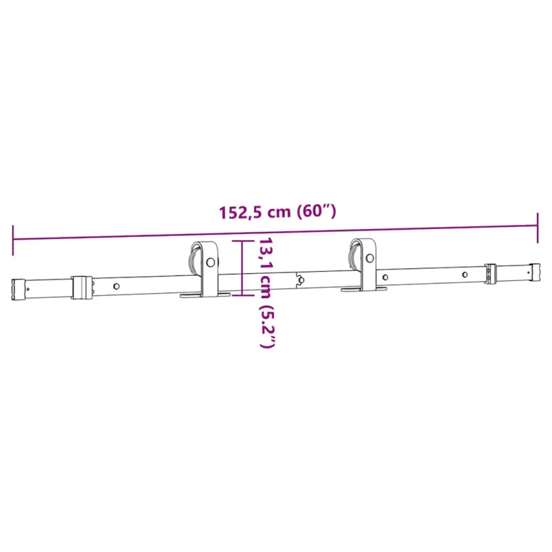 Stumdomų durų įrangos rinkinys, juodos sp., 152,5cm, plienas