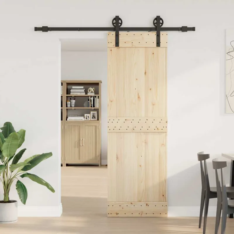 Stumdomų durų įrangos rinkinys, juodos spalvos, 183cm, plienas