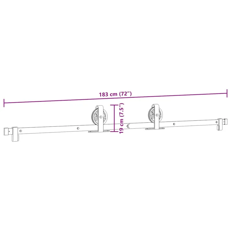 Stumdomų durų įrangos rinkinys, juodos spalvos, 183cm, plienas