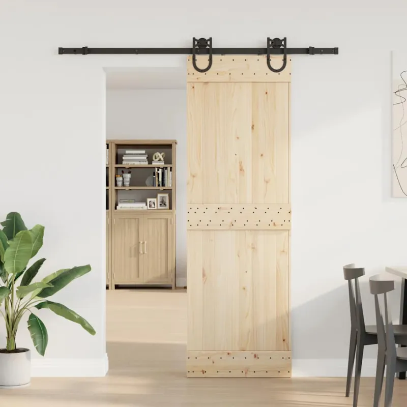 Stumdomų durų įrangos rinkinys, juodos spalvos, 183cm, plienas