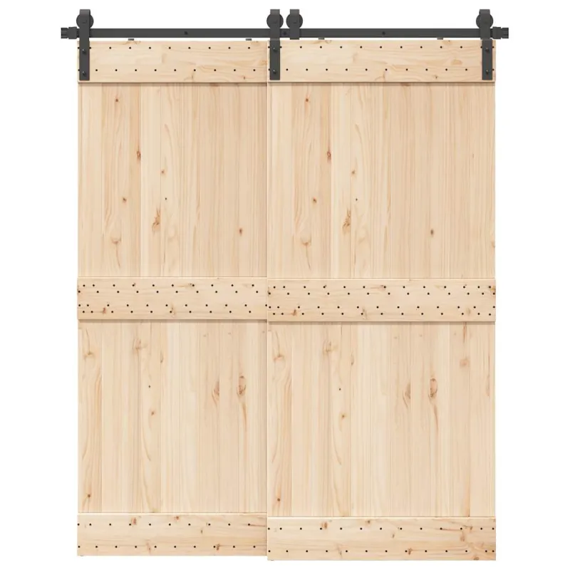 Stumdomų durų įrangos rinkinys, juodos spalvos, 183cm, plienas