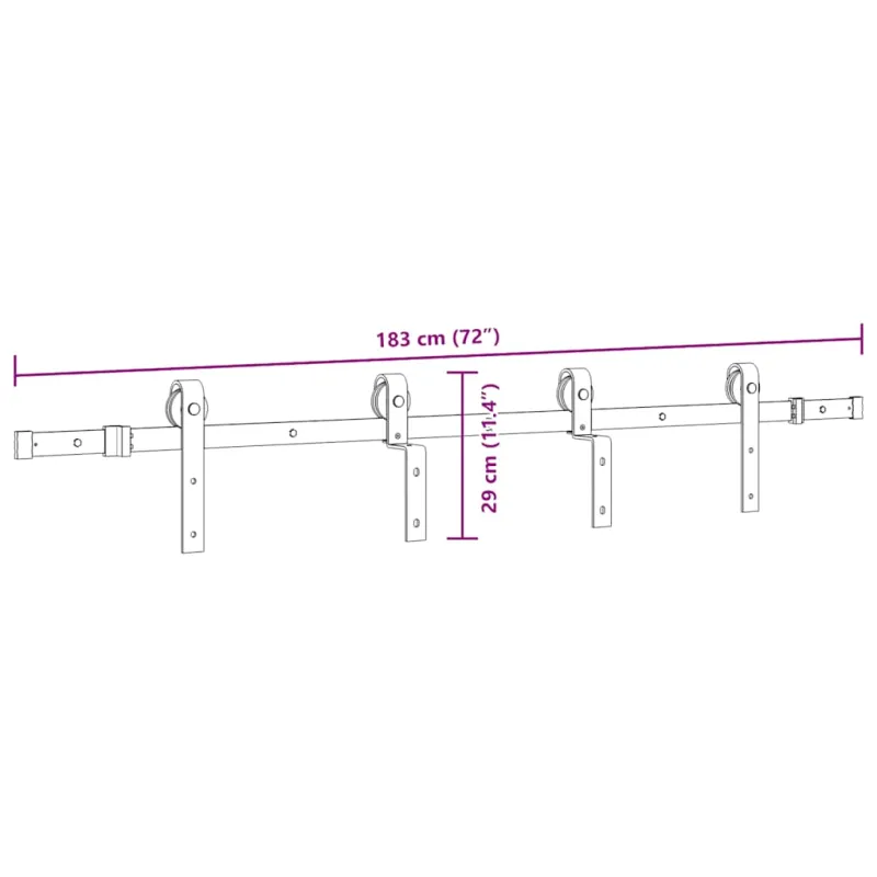 Stumdomų durų įrangos rinkinys, juodos spalvos, 183cm, plienas